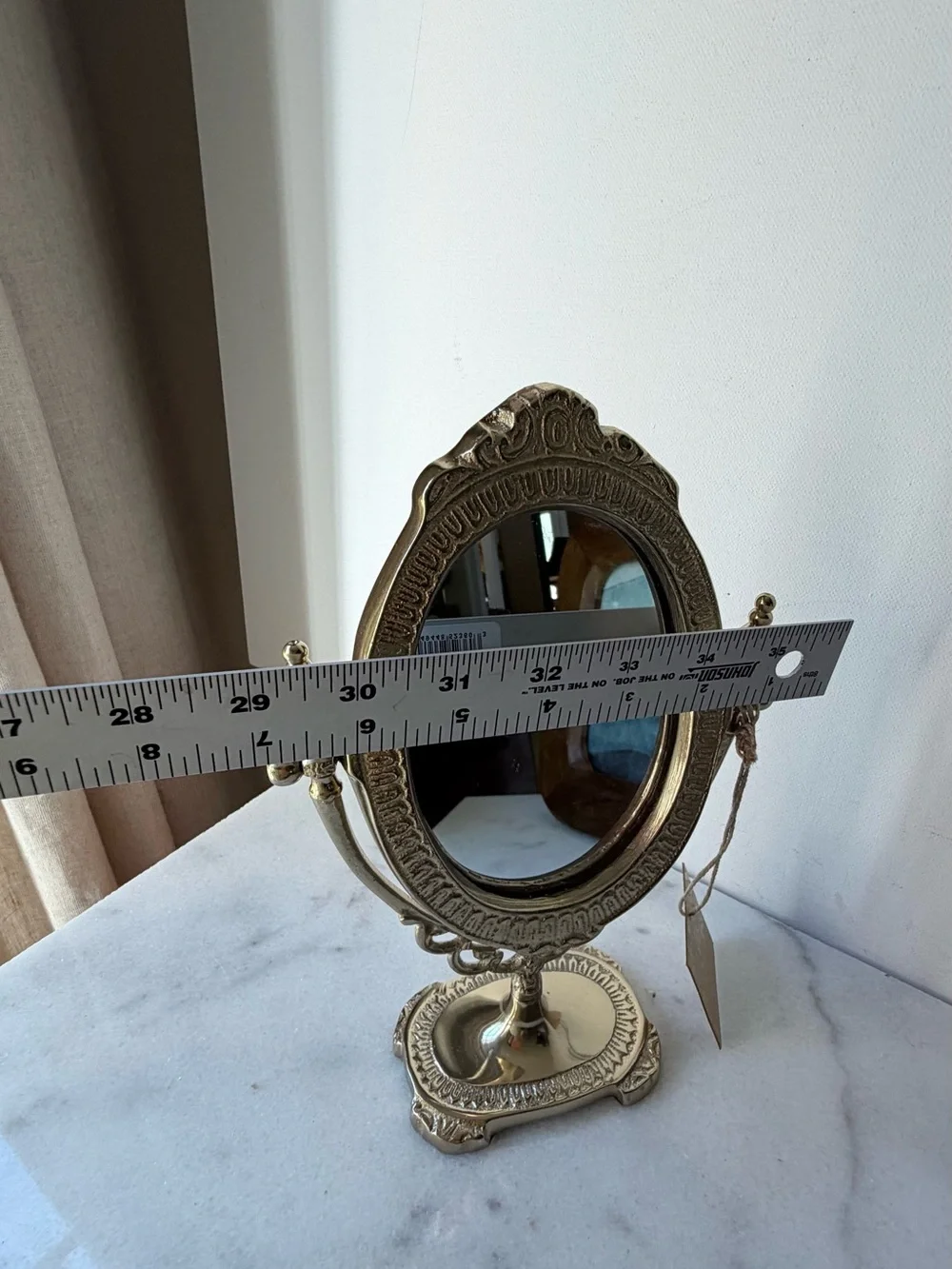 Ornate Gold Oval Vanity Mirror - Decorative Tabletop Makeup Mirror